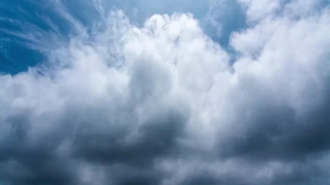 Soft white clouds drifting slowly across a bright blue sky during daytime Video stock 341951336