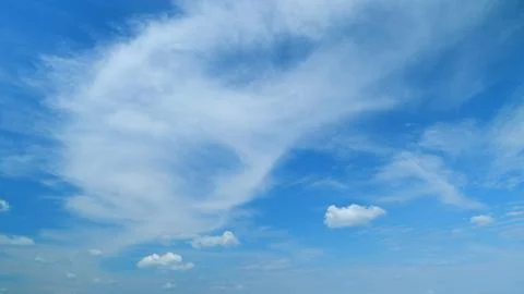 Soft white clouds moving on blue sky background. Tropical summer or spring 스톡 사진