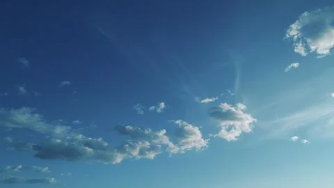 Soft White Cumulus Clouds Move In Blue Sky. Beautiful Nature. Natural Background Stock Photos