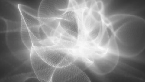 Soft white digital waves ripple and curve over a gray background, forming an  스톡 일러스트