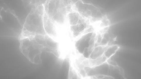 Soft white digital waves ripple and curve over a gray background, forming a.. Stock Photos