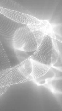 Soft white particle wave made of glowing dots, forming an elegant digital m.. Stock Illustration
