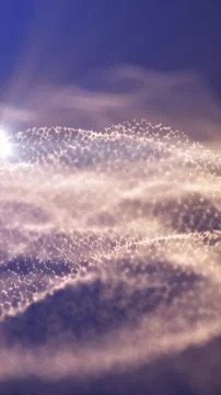 Soft white particle waves flowing across a muted purple background, creatin.. イラスト素材