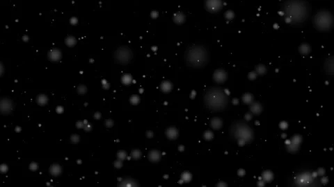 Soft white particles fall against a deep black background, creating a serene Stock Footage 343340158