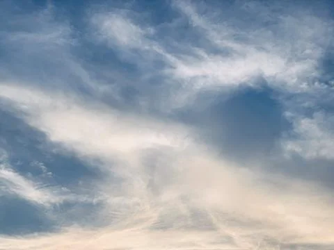 Soft Wispy Clouds in Blue Sky with Warm Sunlight Image Jakarta Indonesia Stock Photos