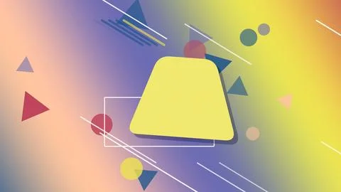 A soft yellow and lavender composition highlights a tilted rounded polygon .. Illustrazione stock