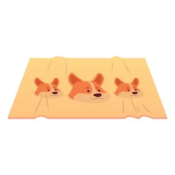 A soft yellow rectangular rug with a fox head, interior decoration for the floor Ilustración de archivo
