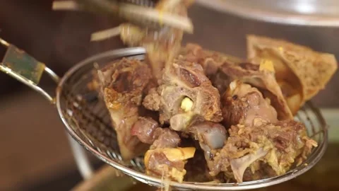 Soft young goat meat ready to be served Stock Footage 300621104