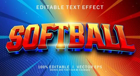 Softball 3d vector text effect with modern style design Stock Illustration