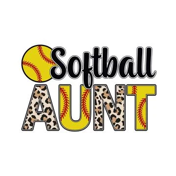 Softball aunt leopard print design sporty family t shirt art vintage softba.. 스톡 일러스트
