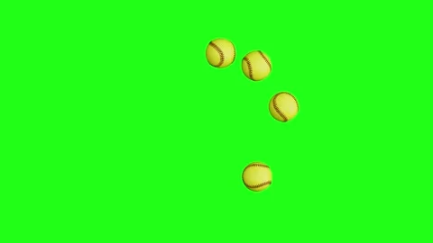 Softball Balls Loading Spinner, Loop 3D Render Animation on Green Screen Stock Footage 340326257
