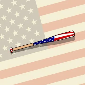 Softball Bat with American Flag Stock Illustration
