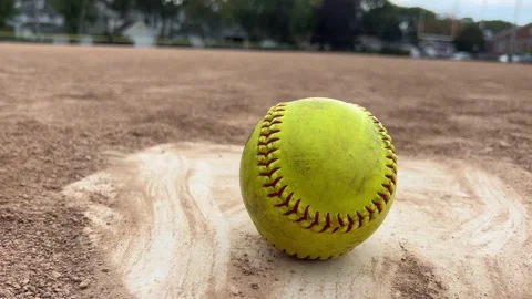 Softball on Home Plate Stock Footage 251553039
