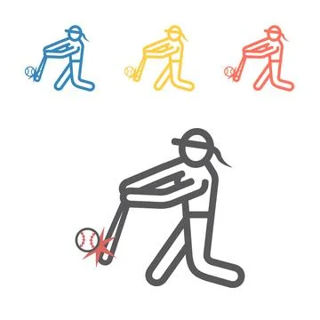 Softball line icon. Vector sport signs for web graphics Stock Illustration