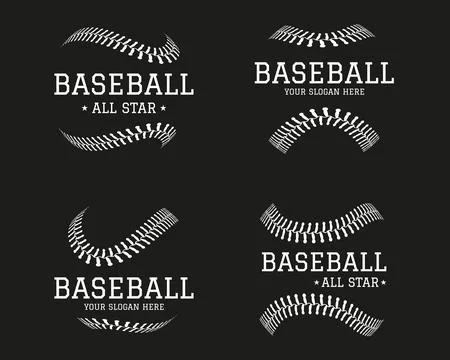 Softball logotype set, baseball logo, ball icons. Sport league graphic design Stock Illustration