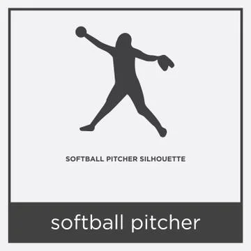 Softball pitcher icon isolated on white background Free Stock Illustration