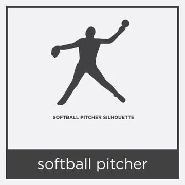 Softball pitcher icon isolated on white background Free Stock Illustration