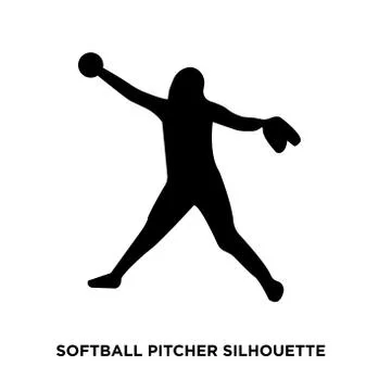 Softball pitcher silhouette on white background Stock Illustration