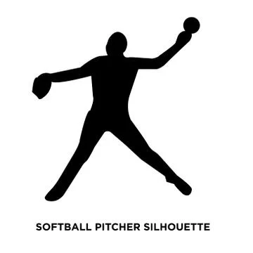 Softball pitcher silhouette on white background Illustrazione stock