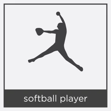 Softball player icon isolated on white background Stock Illustration