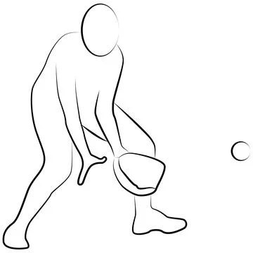 Softball player, line icon of a set, white background Ilustración de archivo
