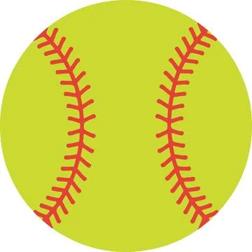 Softball with red laces, minimal simple vector illustration Stock Illustration