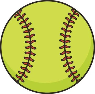 Softball with red stitching, minimal simple vector illustration イラスト素材