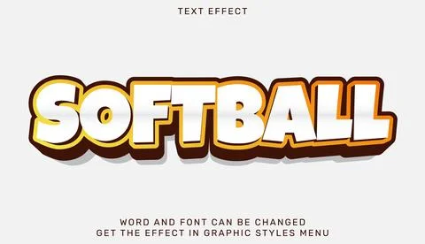 Softball text effect template in 3d design Stock Illustration