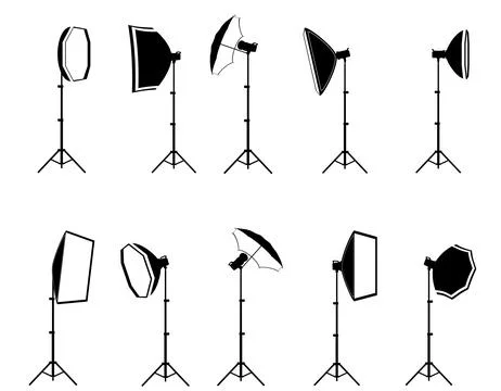 Softbox with flash on tripod for a photo studio vector illustration Stock Illustration