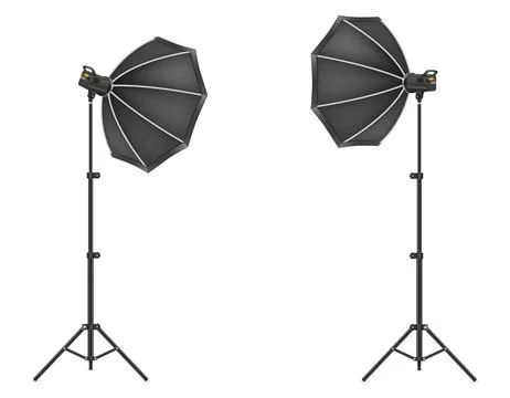 Softbox with flash on tripod for a photo studio vector illustration Stock Illustration
