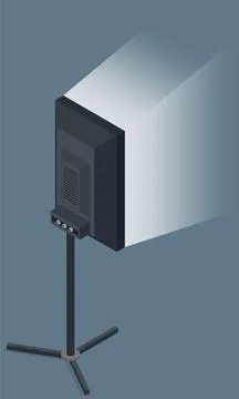 Softboxes and spotlight for filming in studio. Professional equipment and light Stock Illustration