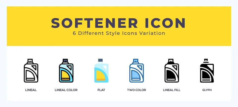 Softener icon set. Design elements for logo Stock Illustration