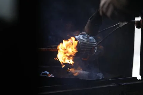 Softening silver with fire Foto stock
