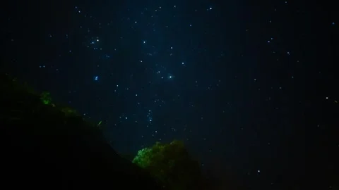 Softfocus star in the night with tree on mountain Stock Footage 260529706