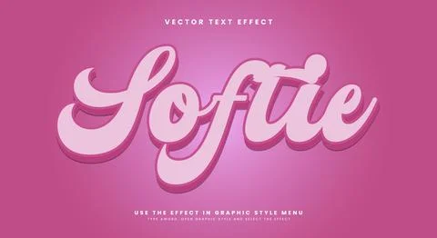 Softie pink style 3d editable text effect Stock Illustration
