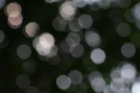 Softly Gleaming Octagonal Bokeh Lights Against a Dark Green Backdrop Stock Photos
