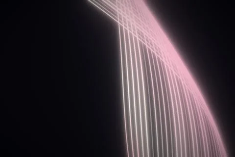 A softly glowing pink grid bends in a broad arc along the right side of a b.. Иллюстрация