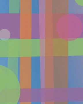 A softly layered grid of colorful rectangles and oversized translucent circ.. 库存插图