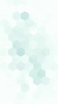 A softly layered network of mint green hexagons appears on a nearly white b.. Stock Illustration