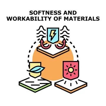 Softness and workability of material properties concept Stock Illustration