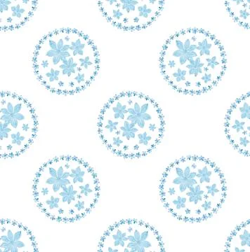 Softness floral seamless pattern. Gouache painting Floral round wreath Illustrazione stock