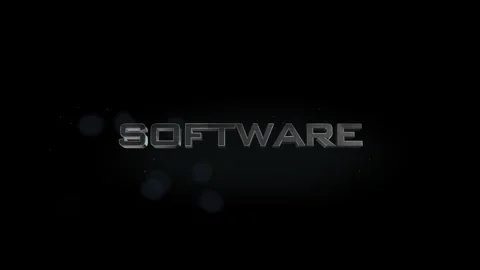 Software 3D title metal text on black alpha channel background Stock Footage 256952345