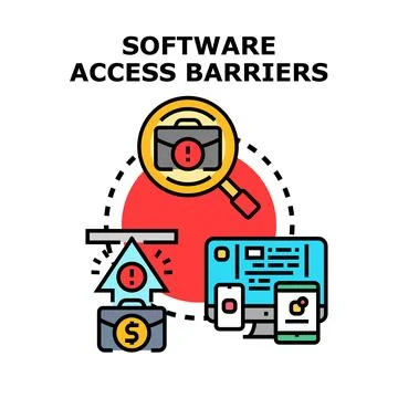 Software access barriers preventing business financial growth Illustrazione stock
