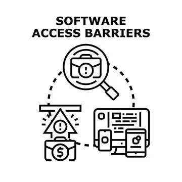 Software access barriers preventing business financial growth Illustrazione stock