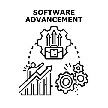 Software advancement development process moving business forward Stock Illustration