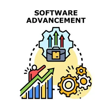 Software advancement development process moving business forward Stock Illustration