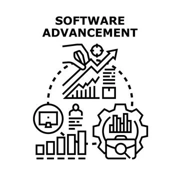 Software advancement digital technology development process Stock Illustration