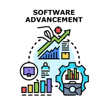 Software advancement digital technology development process Stock Illustration