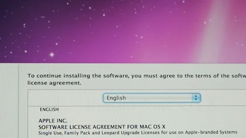 Software agreement on Apple MacOS on iMac computers Stock Footage 107783533