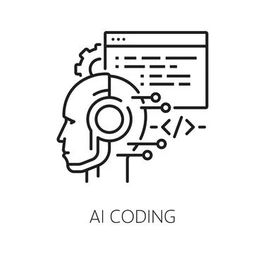 Software AI coding, program code vector icon 스톡 일러스트